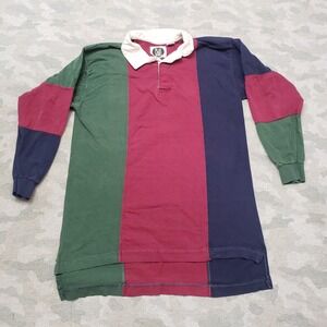 Vintage Chill Rugby Polo Shirt Mens Small Multicolor Striped Long Sleeve
